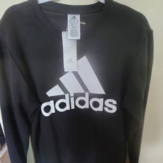 Never Worn, Nice Men's Adidas Sweatshirt Nwt. Black W/ White Logo Size: Medium Adidas Sweatshirt, Adidas Black, Black Adidas, Adidas Men, A Good Man, Men Sweater, Black White, Man Shop, Adidas