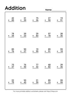 addition worksheet for kids with numbers to 10 and two digits on it