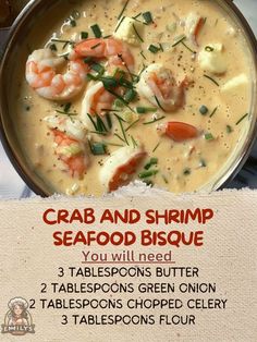 crab and shrimp seafood bisque recipe in a bowl