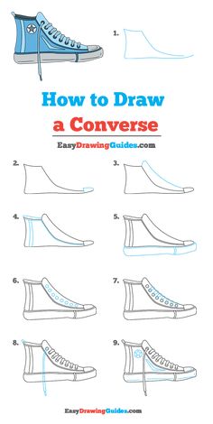 how to draw a converse shoe with step by step instructions for beginners and kids