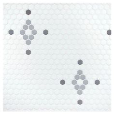 an abstract white and grey tile with hexagonal shapes on it's surface