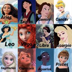 disney princesses with their names in spanish and english, all from the same language