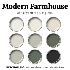 modern farmhousee with city loft and calm greens, sheryln williams color scheme