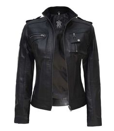 Women black biker leather jacket Black Moto Leather Jacket, Black Cafe Racer, Leather Motorcycle Jacket Women, Racer Leather Jacket, Cafe Racer Leather Jacket, Cafe Black, Black Leather Moto Jacket, Womens Black Leather Jacket, Racer Jacket