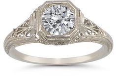 ApplesofGold.com - Victorian-Style Latticed Filigree White Topaz Ring in 14K White Gold, $575! Sky Blue Topaz Ring, Peridot Jewelry, White Topaz Rings, Aquamarine Engagement Ring, White Gold Set, Silver Gemstone Jewelry, Rings Gold, Peridot Ring, Peridot Gemstone