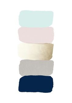 four different shades of blue, pink, white and grey on a white background with the word