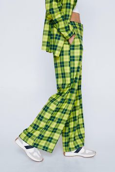 Mad for plaid. Feel formal in our plaid wide leg pants, great for comfy days out and going from office to after work drinks. Style with the coordinating bralette and blazer for a matching moment. Plaid Wide Leg Pants Wide Leg Pants Plaid Pattern Comfortable High Waist Pocket Feature Model wears a size M (US size 6/UK size 10). Plaid Wide Leg Pants, City Break Outfit, Flair Pants, Festival Jacket, Sequin Outfit, Short Playsuit, Bodycon Floral Dress, Plus Size Coats, Festival Tops