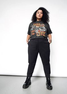 Empower Slim Crop Pant | Wildfang Queer Style Tomboys, Button Up Plus Size Outfits, Relaxed Fit Straight Elastane Pants, Relaxed Fit Tapered Leg Elastane Bottoms, Edgy Tapered Leg Spring Bottoms, Edgy Spring Tapered Leg Bottoms, Spring Edgy Tapered Leg Bottoms, Edgy Trousers For Workwear, Edgy Straight Pants For Workwear