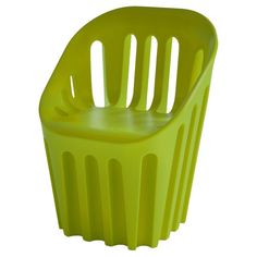 a green plastic chair on a white background