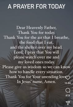 a palm tree with the words prayer for today