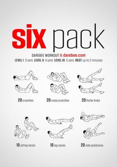 the six pack workout poster shows how to do it