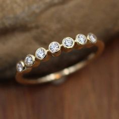 Diamond Multi Bezel Wedding Ring in 14 or 18 Karat Gold - VS Diamond Gold Ring With Diamonds All Around, Non Wedding Diamond Rings, Bezel Eternity Ring, Bezel Diamond Band, Small Diamonds Ring, 7 Stone Diamond Ring, Wedding Ring Redesign Ideas, Embedded Diamond Ring, Repurpose Diamond Ring