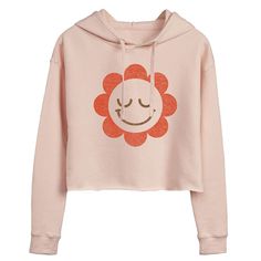 Give your free-spirited girl cool style with this Juniors' Daisy Smiley Face Cropped Graphic Hoodie. FEATURES Long sleeves Attached hoodFABRIC & CARE Cotton, polyester Machine wash Imported Size: Large. Color: Light Pink. Gender: female. Age Group: kids. Playful Spring Hoodie With Graphic Print, Playful Hoodie With Graphic Print For Spring, Playful Graphic Print Hoodie For Spring, Comfortable Cozy Fit Sweatshirt For Spring, Fun Graphic Print Hoodie For Spring, Playful Hoodie For Fall Loungewear, Playful Hoodie For Loungewear In Fall, Comfortable Hoodie With Drawstring Hood For Spring, Comfortable Spring Hoodie With Drawstring Hood