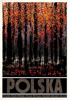 an image of a poster with the words polska written in black and red on it