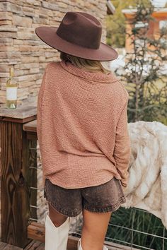 - Live the fab life in this trendy knit top! From laid-back get-togethers to daily coffee runs, it is sure to give your OOTD a cool vibe. - Unlined ribbed knit material - A v-cut collared neckline - Long sleeves - A button-up front - A relaxed silhouette that ends in a subtly rounded hemline Measurements S : Bust 38", Hip 40", Length 22", Sleeve Length 22", Waist 38". M : Bust 40", Hip 42", Length 23", Sleeve Length 22.5", Waist 40". L : Bust 42", Hip 44", Length 23.5", Sleeve Length 23", Waist Oversized Ribbed Brown Top, Everyday Fall Waffle Knit Top, Chic Waffle Knit Tops For Fall, Trendy Waffle Knit Tops For Fall, Casual Brown Knit Top For Fall, Casual Brown Waffle Knit Sweater, Brown Waffle Knit Casual Sweater, Casual Waffle Knit Top For Fall, Casual Brown Ribbed Knit Top