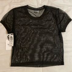 Mesh Top From Aritzia Tna. Nwt. Black Stretch Mesh Top With Crew Neck, Black Mesh Top For Summer Streetwear, Black Casual Mesh Top For Streetwear, Casual Black Mesh Top For Streetwear, Trendy Black Crew Neck Mesh Top, Casual Black Mesh Top, Black Casual Crew Neck Mesh Top, Casual Black Crew Neck Mesh Top, Black Mesh Crew Neck Top For Summer