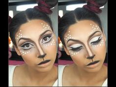 Dear Makeup, Deer Halloween Makeup, Reindeer Makeup, Pretty Halloween Makeup, Deer Halloween Costumes, Deer Halloween, Deer Face, Fox Makeup, Deer Makeup