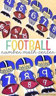 a football themed number matching game with numbers on it