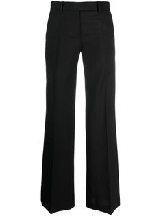 jet black virgin wool/cotton pressed crease mid-rise belt loops off-centre front fastening two side slash pockets rear button-fastening jetted pocket tailored cut Low Waisted Trousers, Low Waist Trousers, Black Suit Pants, Italian Fashion Brands, Low Waisted, Black Suits, Tailored Trousers, Low Waist, Italian Fashion