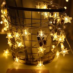 a basket filled with stars on top of a table