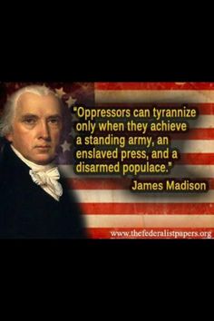 an image of james madison in front of the american flag with a quote from james madison