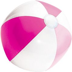 a pink and white beach ball on a white background