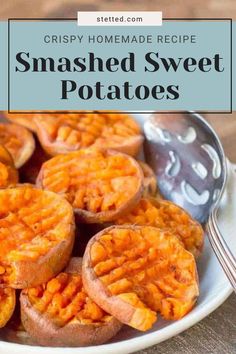 Smashed Sweet Potatoes by stetted Smashed Sweet Potato Recipes, Traditional Turkey Dinner, Smashed Sweet Potatoes, Traditional Turkey, Autumn Recipes Vegetarian, Vegetarian Comfort Food, Fresh Recipes