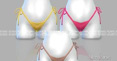 three different types of bras with ties on each side and one in the middle