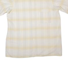 Item is in used condition. Item has a faint mark to the front. >Size: L >Armpit To Armpit: 23" >Armpit To Cuff: 7" >Collar To Hem: 28" 90s Style White Shirt With Relaxed Fit, 90s Style White Shirt For Summer, 90s Style White Relaxed Fit Shirt, White Relaxed Fit 90s Style Shirt, White Relaxed Fit 90s Shirt, Vintage Cream Short-sleeved T-shirt, Vintage Cotton Pre-shrunk T-shirt, Mens Shirts