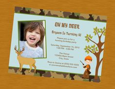 Invitation idea Deer Birthday Party, Hunting Birthday Party, Camo Birthday Party, Deer Birthday, Camo Birthday, Hunting Party, Hunting Camo, Baby Drawing