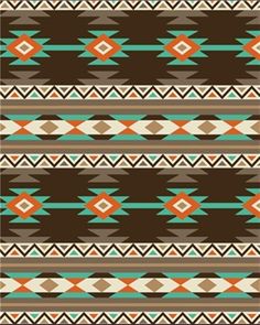 a brown and green navajo style rug with geometric designs on the front, back and sides