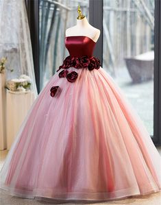 Romantic Bordeaux and Blush Floral Ball Gown Floral Ball Gown, Fashion Drawing Dresses, Floral Theme, Formal Dresses For Women, Glam Dresses, Beautiful Gowns, Fashion Drawing, The Floor, Ball Gown