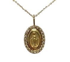 Elevate your spiritual style with our Small Oval Diamond Miraculous Medal (16X11mm) adorned with sparkling diamonds, totaling 0.30ct. A graceful and elegant design, perfect for religious milestones and gifting. The medal is double sided featuring the Miraculous medal prayer "conceived without sin", and on the back, a symbol of Mary as Mother, Mediatrix, with the large letter "M", surrounded with Twelve stars with a cross arising from the "M", and two flaming hearts below it. The medal is paired Spiritual Oval Miraculous Medal Jewelry And Charms, Spiritual Oval Miraculous Medal Jewelry, Oval Miraculous Medal Jewelry For Anniversary, Oval Miraculous Medal Necklace For Anniversary, Anniversary Oval Necklace With Miraculous Medal, Anniversary Oval Miraculous Medal Necklace, Stone Earrings Studs, Spiritual Style, Colored Stone Rings