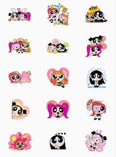 the powerpuff girls stickers are all different colors