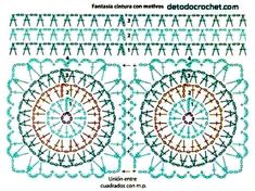 a crochet pattern with two circles in the middle