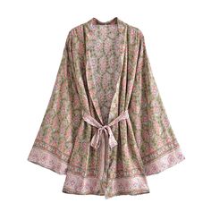 The Selina Floral Kimono Robe wraps you in the elegance of vintage-inspired florals on a muted green canvas, perfect for bringing a touch of nature's calm to your daily routine. Its generous cut and tied waist create an effortlessly flattering shape, ideal for those moments of relaxation or as a sophisticated layer to elevate a simple outfit. This kimono robe is your sanctuary of style, where comfort meets the timeless beauty of floral design. Specs: Material: Cotton, Rayon Ava Green, Short Kimono Robe, White Dress Top, Boho Swimwear, Vest Crop Top, Muted Green, White Long Sleeve Dress, Long Romper, Simple Outfit