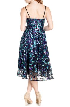 Geometric sequins shimmer all around a scene-stealing fit-and-flare dress that will keep you twirling across the dance floor all night long. 36" length (size Small) V-neck Sleeveless Partially lined 100% polyester Hand wash, dry flat Imported Figure Flattering Dresses, Dress The Population, The Dance, Dance Floor, Buy Dress, Nordstrom Dresses, Fit And Flare Dress, Fit Flare Dress, Flare Skirt