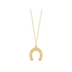 Crafted from brilliant 14k gold, this horseshoe necklace is a fortunate find. Crafted from brilliant 14k gold, this horseshoe necklace is a fortunate find. Chain length: 18 in. + 2-in. extender Chain type: cable Metal: 14k gold Finish: diamond-cut, polished, textured Packaging: boxed Please note, due to the high value of this item, a signature may be required upon delivery. Size: 18". Gender: female. Age Group: adult. 14k Yellow Gold Horseshoe Jewelry, 14-karat Yellow Gold Horseshoe Jewelry, Classic Yellow Gold Necklaces For Good Luck, Classic Yellow Gold Horseshoe Jewelry, Formal Yellow Gold Horseshoe Jewelry, Gold Horseshoe Necklace For Good Luck, Classic Horseshoe Gold Necklace, Classic Horseshoe Jewelry, Yellow Gold Horseshoe Necklace Gift