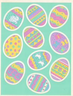 an image of colorful easter eggs stickers