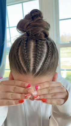 Basketball Hairstyles For Long Hair, Cool Dance Hairstyles, Cool Hairstyles With Braids, Braided Hairstyles Volleyball, Difficult Braided Hairstyles, Volleyball Hair Braids, Cute Vb Hairstyles, Cute Ponytails With Braids, Volleyball Hairstyles For Big Foreheads