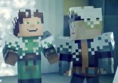 two minecraft characters standing next to each other