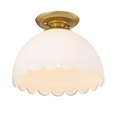 an image of a light fixture with scalloped glass shades on the top and bottom