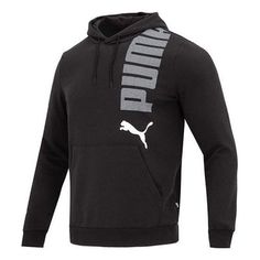 Black Sports Sweatshirt With Kangaroo Pocket, Black Hoodie With Kangaroo Pocket For Sports Season, Puma Hoodie Men, Casual Long Sleeve Puma Hoodie, Winter Puma Logo Hoodie, Winter Puma Logo Long Sleeve Hoodie, Puma Logo Sports Hoodie, Black Hoodie, Fox