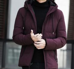 Fashion Stand Collar Hooded Warm Winter Men Coat Jacket Jacket Inspiration, Fashion Stand, Men Jackets, Jackets Winter, Mens Parka, Coat Men, Winter Jacket Men