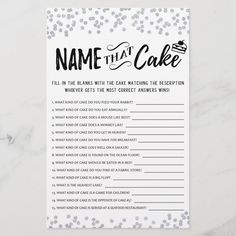 a white and black printable name that cake game