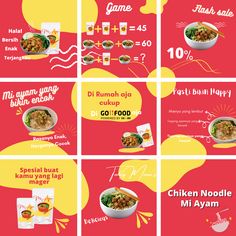 brochure adverts showing different types of food