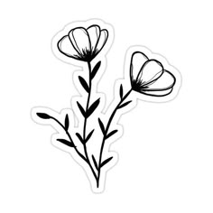 two flowers are shown in black and white on a sticker sheet with the word love written