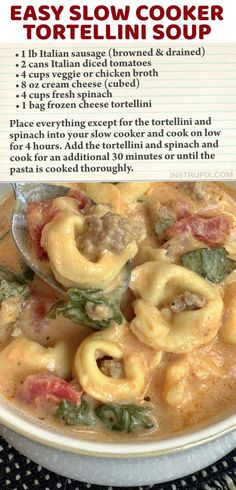 an easy slow cooker tortellini soup recipe