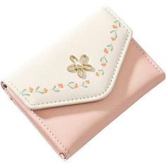 Cute Wallet - The Wallet Is Made Of Soft Pu Leather, Smooth And Comfortable Touch Feeling. Designed With Cute Flower Pattern And Flower Shaped Metal Pearl Decoration, So Lovely. Small Purse - Size: 4.2 X 3.1 X 0.8inch / 10.8 X 8.0 X 2cm, Lightweight Compact Wallet, Easy To Carry. Can Be Conveniently Put Into Your Pockets, Shoulder Bag, Backpack And Handbag. Internal Structure - 4 Card Slots + 1 Cash Slot + 1 Id Or Photo Window. Each Card Slot Can Be Put In 1or 2 Cards. This Women's Trifold Walle Cute Pink Coin Purse With Card Slots, Trendy Envelope Wallet With Card Slots, Compact Pink Card Holder With Card Slots, Trendy Compact Wallets As Gifts, Beige Bifold Coin Purse As Gift, Cute Pink Card Holder As Gift, Envelope Card Holder For Daily Use, Trendy Pink Bifold Coin Purse, Envelope Shaped Card Holder For Daily Use