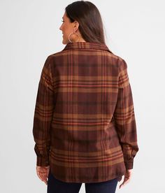 BKE Plaid Flannel Shirt - Brown XX-Large, Women's Burgundy Brushed button down shirt Bust measures 40 on size small Body length 24 on size small. Layering piece(s) and/or accessories sold separately.. 100% Cotton. Machine wash in cold water. Do not bleach. Tumble dry low. Cool iron if needed.. Measurements: Bust -Fullest part of bust with arms at sides. Waist -Circumference of natural waist: above belly button below rib cage. Hips -Standing with feet together fullest part of hips. WOMEN'S TOP SI Plaid Top With Button Closure And Relaxed Fit, Plaid Tops With Button Closure And Relaxed Fit, Relaxed Fit Tops With Button Closure For Fall, Brown Spread Collar Blouse For Fall, Plaid Top With Button Closure And Spread Collar, Plaid Top With Spread Collar And Button Closure, Plaid Button-up Tops For Fall, Fall Plaid Button-up Tops, Relaxed Fit Button-up Fall Tops